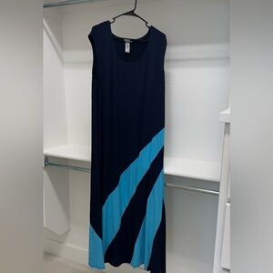 Catherine’s Navy Blue With Stripe Maxi Dress Women’s Plus 18/20 Sleeveless Cute‎